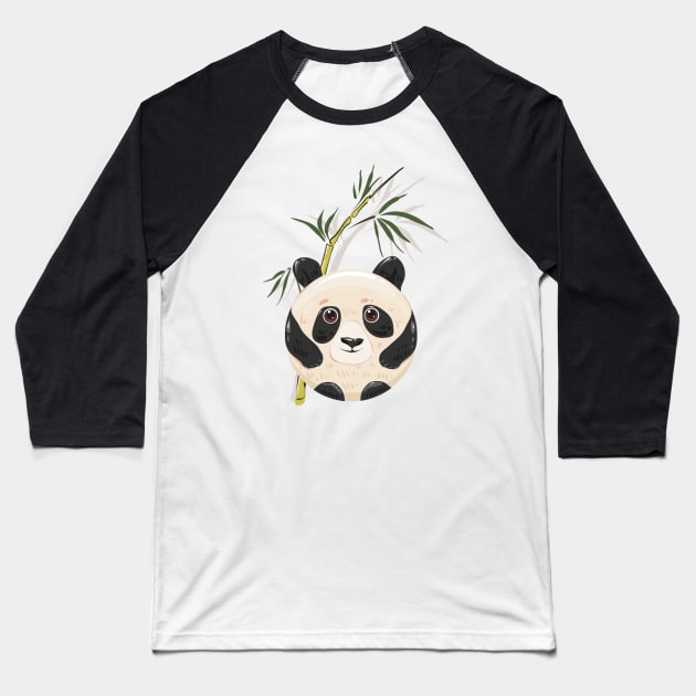 Cute panda bear and bamboo Baseball T-Shirt by Catdog